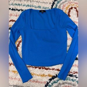 Lulus Blue ribbed long sleeve